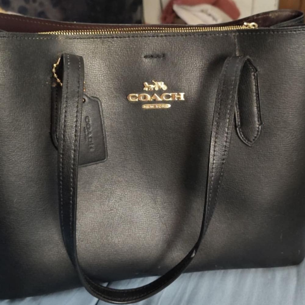 Coach Black Tote with Gold Details